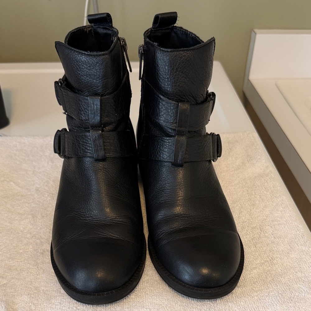 Black Leather Ankle Boots
